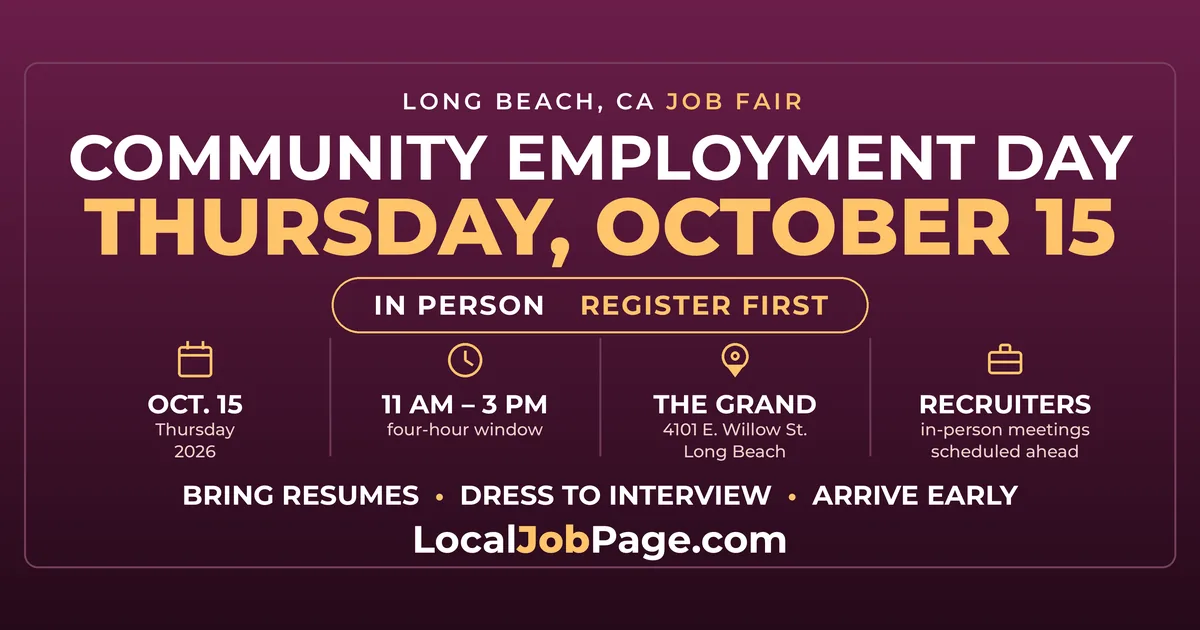 Long Beach Career Fair October 15: Recruiter Meetings at The Grand